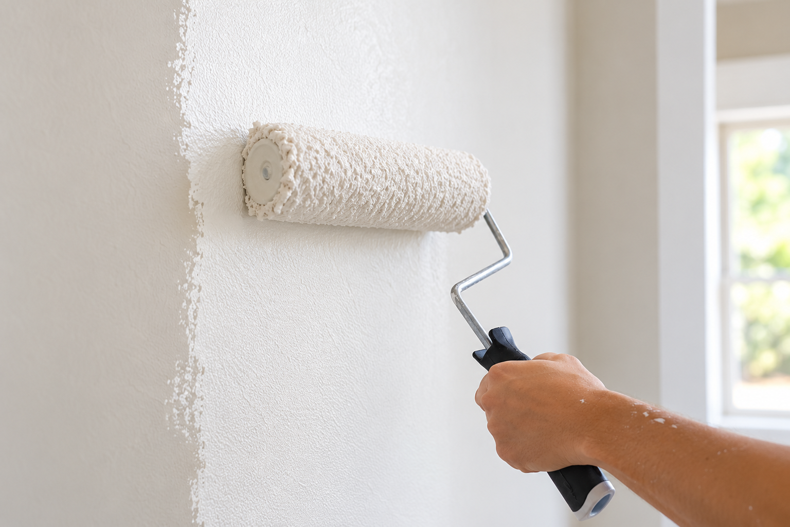 5Fresh White Paint on Textured Wall